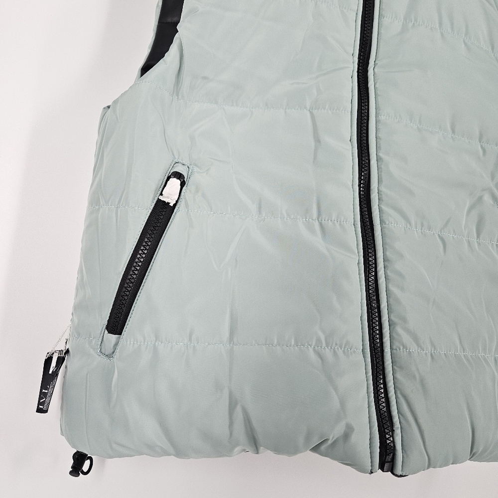 IVL Collective Revolve Black & Green Faux Leather Reversible Puffer Vest - Picture 5 of 14